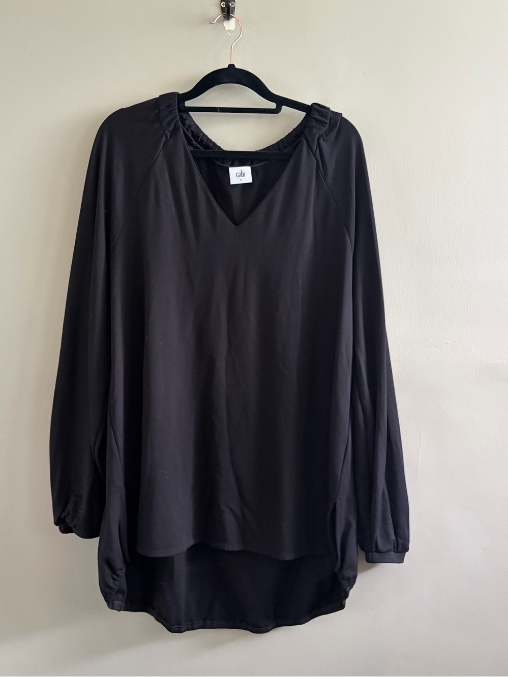 CABI Long Sleeve Black Tunic Blouse NWOT Heavy Knit Flowy Large